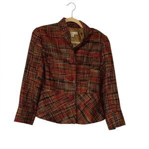 Coldwater Creek Burnt Orange and Black Tweed Blazer